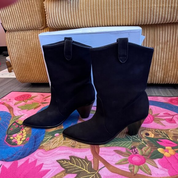 BNIB Schutz Mackie Nubuck Leather Bootie, Black, Women's 8.5 - Picture 4 of 9